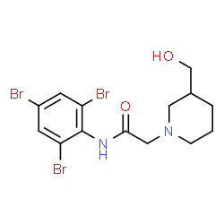 ChemSpider 2D Image | 2-[3-(Hydroxymethyl)-1-piperidinyl]-N-(2,4,6-tribromophenyl)acetamide | C14H17Br3N2O2