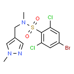 ChemSpider 2D Image | 4-Bromo-2,6-dichloro-N-methyl-N-[(1-methyl-1H-pyrazol-4-yl)methyl]benzenesulfonamide | C12H12BrCl2N3O2S
