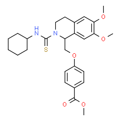 ChemSpider 2D Image | Methyl 4-{[2-(cyclohexylcarbamothioyl)-6,7-dimethoxy-1,2,3,4-tetrahydro-1-isoquinolinyl]methoxy}benzoate | C27H34N2O5S