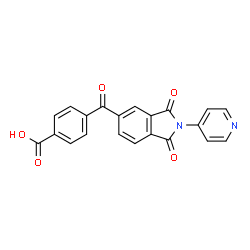ChemSpider 2D Image | 4-{[1,3-Dioxo-2-(4-pyridinyl)-2,3-dihydro-1H-isoindol-5-yl]carbonyl}benzoic acid | C21H12N2O5