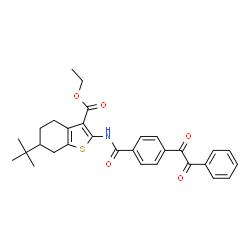 ChemSpider 2D Image | Ethyl 6-tert-butyl-2-({4-[oxo(phenyl)acetyl]benzoyl}amino)-4,5,6,7-tetrahydro-1-benzothiophene-3-carboxylate | C30H31NO5S