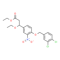 ChemSpider 2D Image | Ethyl 3-{4-[(3,4-dichlorobenzyl)oxy]-3-nitrophenyl}-3-ethoxypropanoate | C20H21Cl2NO6