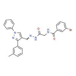 ChemSpider 2D Image | 3-Bromo-N-[2-(2-{[3-(3-methylphenyl)-1-phenyl-1H-pyrazol-4-yl]methylene}hydrazino)-2-oxoethyl]benzamide | C26H22BrN5O2