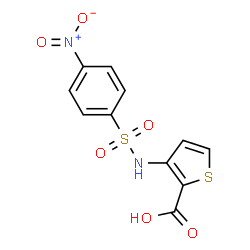 ChemSpider 2D Image | 3-{[(4-Nitrophenyl)sulfonyl]amino}-2-thiophenecarboxylic acid | C11H8N2O6S2