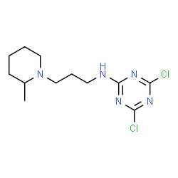 ChemSpider 2D Image | 4,6-Dichloro-N-[3-(2-methyl-1-piperidinyl)propyl]-1,3,5-triazin-2-amine | C12H19Cl2N5