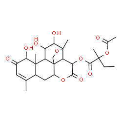 ChemSpider 2D Image | 1,11,12-Trihydroxy-2,16-dioxo-13,20-epoxypicras-3-en-15-yl 2-acetoxy-2-methylbutanoate | C27H36O11