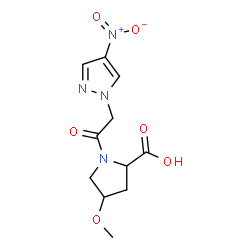 ChemSpider 2D Image | 4-Methoxy-1-[(4-nitro-1H-pyrazol-1-yl)acetyl]proline | C11H14N4O6