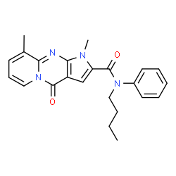 ChemSpider 2D Image | N-Butyl-1,9-dimethyl-4-oxo-N-phenyl-1,4-dihydropyrido[1,2-a]pyrrolo[2,3-d]pyrimidine-2-carboxamide | C23H24N4O2