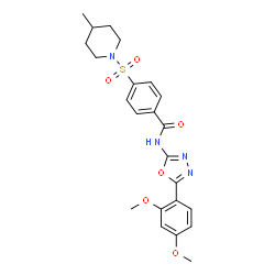 ChemSpider 2D Image | N-[5-(2,4-Dimethoxyphenyl)-1,3,4-oxadiazol-2-yl]-4-[(4-methyl-1-piperidinyl)sulfonyl]benzamide | C23H26N4O6S