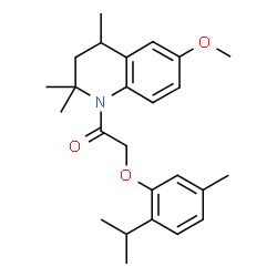 ChemSpider 2D Image | 2-(2-Isopropyl-5-methylphenoxy)-1-(6-methoxy-2,2,4-trimethyl-3,4-dihydro-1(2H)-quinolinyl)ethanone | C25H33NO3