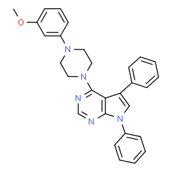 ChemSpider 2D Image | 4-[4-(3-Methoxyphenyl)-1-piperazinyl]-5,7-diphenyl-7H-pyrrolo[2,3-d]pyrimidine | C29H27N5O