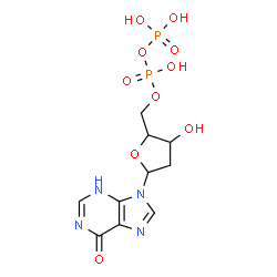 ChemSpider 2D Image | 9-{2-Deoxy-5-O-[hydroxy(phosphonooxy)phosphoryl]pentofuranosyl}-3,9-dihydro-6H-purin-6-one | C10H14N4O10P2