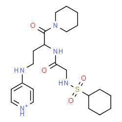ChemSpider 2D Image | N~2~-(Cyclohexylsulfonyl)-N-[1-oxo-1-(1-piperidinyl)-4-(4-pyridiniumylamino)-2-butanyl]glycinamide | C22H36N5O4S