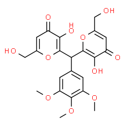 ChemSpider 2D Image | 2,2'-[(3,4,5-Trimethoxyphenyl)methylene]bis[3-hydroxy-6-(hydroxymethyl)-4H-pyran-4-one] | C22H22O11