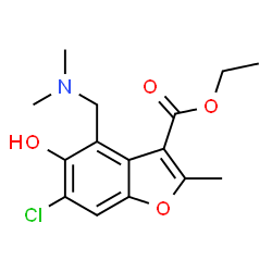 ChemSpider 2D Image | Ethyl 6-chloro-4-[(dimethylamino)methyl]-5-hydroxy-2-methyl-1-benzofuran-3-carboxylate | C15H18ClNO4