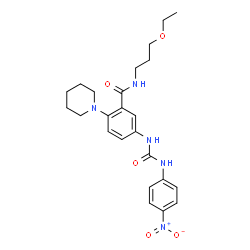 ChemSpider 2D Image | N-(3-Ethoxypropyl)-5-{[(4-nitrophenyl)carbamoyl]amino}-2-(1-piperidinyl)benzamide | C24H31N5O5