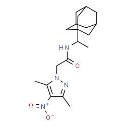 ChemSpider 2D Image | N-[1-(Adamantan-1-yl)ethyl]-2-(3,5-dimethyl-4-nitro-1H-pyrazol-1-yl)acetamide | C19H28N4O3