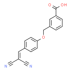 ChemSpider 2D Image | 3-{[4-(2,2-Dicyanovinyl)phenoxy]methyl}benzoic acid | C18H12N2O3