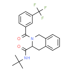 ChemSpider 2D Image | N-(2-Methyl-2-propanyl)-2-[3-(trifluoromethyl)benzoyl]-1,2,3,4-tetrahydro-3-isoquinolinecarboxamide | C22H23F3N2O2