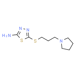 ChemSpider 2D Image | 5-{[3-(1-Pyrrolidinyl)propyl]sulfanyl}-1,3,4-thiadiazol-2-amine | C9H16N4S2