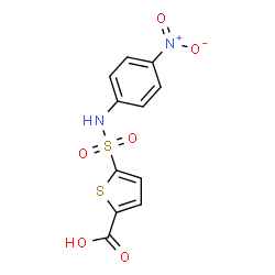 ChemSpider 2D Image | 5-[(4-Nitrophenyl)sulfamoyl]-2-thiophenecarboxylic acid | C11H8N2O6S2