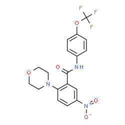 ChemSpider 2D Image | 2-(4-Morpholinyl)-5-nitro-N-[4-(trifluoromethoxy)phenyl]benzamide | C18H16F3N3O5