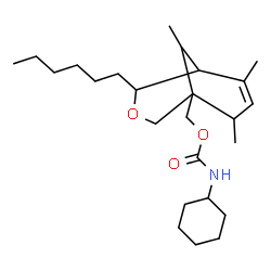 ChemSpider 2D Image | (4-Hexyl-6,8,9-trimethyl-3-oxabicyclo[3.3.1]non-6-en-1-yl)methyl cyclohexylcarbamate | C25H43NO3