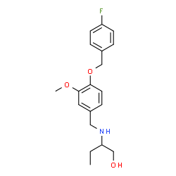 ChemSpider 2D Image | 2-({4-[(4-Fluorobenzyl)oxy]-3-methoxybenzyl}amino)-1-butanol | C19H24FNO3