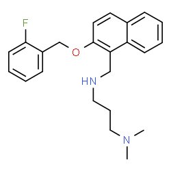 ChemSpider 2D Image | N'-({2-[(2-Fluorobenzyl)oxy]-1-naphthyl}methyl)-N,N-dimethyl-1,3-propanediamine | C23H27FN2O