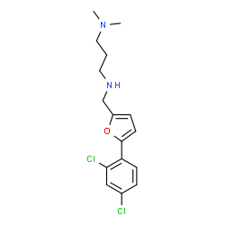 ChemSpider 2D Image | N'-{[5-(2,4-Dichlorophenyl)-2-furyl]methyl}-N,N-dimethyl-1,3-propanediamine | C16H20Cl2N2O