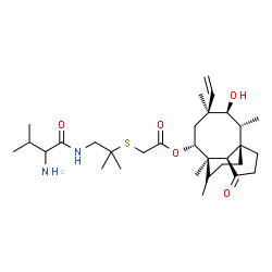 ChemSpider 2D Image | (1S,2R,3S,4S,6R,7R,8R,14S)-3-Hydroxy-2,4,7,14-tetramethyl-9-oxo-4-vinyltricyclo[5.4.3.0~1,8~]tetradec-6-yl {[2-methyl-1-(valylamino)-2-propanyl]sulfanyl}acetate | C31H52N2O5S