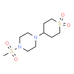ChemSpider 2D Image | 1-(1,1-Dioxidotetrahydro-2H-thiopyran-4-yl)-4-(methylsulfonyl)piperazine | C10H20N2O4S2