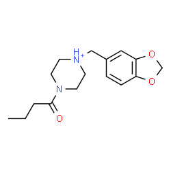ChemSpider 2D Image | 1-(1,3-Benzodioxol-5-ylmethyl)-4-butyrylpiperazin-1-ium | C16H23N2O3