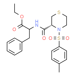 ChemSpider 2D Image | Ethyl N-({(3R)-4-[(4-methylphenyl)sulfonyl]-3-thiomorpholinyl}carbonyl)phenylalaninate | C23H28N2O5S2