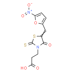 ChemSpider 2D Image | 3-{5-[(5-Nitro-2-furyl)methylene]-4-oxo-2-thioxo-1,3-thiazolidin-3-yl}propanoic acid | C11H8N2O6S2