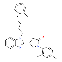 ChemSpider 2D Image | 1-(2,4-Dimethylphenyl)-4-{1-[3-(2-methylphenoxy)propyl]-1H-benzimidazol-2-yl}-2-pyrrolidinone | C29H31N3O2