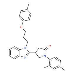 ChemSpider 2D Image | 1-(2,4-Dimethylphenyl)-4-{1-[3-(4-methylphenoxy)propyl]-1H-benzimidazol-2-yl}-2-pyrrolidinone | C29H31N3O2