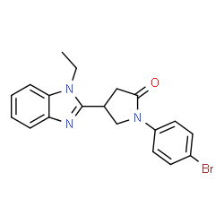 ChemSpider 2D Image | 1-(4-Bromophenyl)-4-(1-ethyl-1H-benzimidazol-2-yl)-2-pyrrolidinone | C19H18BrN3O
