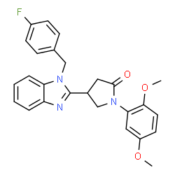 ChemSpider 2D Image | 1-(2,5-Dimethoxyphenyl)-4-[1-(4-fluorobenzyl)-1H-benzimidazol-2-yl]-2-pyrrolidinone | C26H24FN3O3