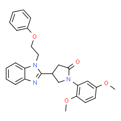 ChemSpider 2D Image | 1-(2,5-Dimethoxyphenyl)-4-[1-(2-phenoxyethyl)-1H-benzimidazol-2-yl]-2-pyrrolidinone | C27H27N3O4