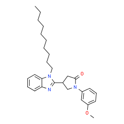 ChemSpider 2D Image | 4-(1-Decyl-1H-benzimidazol-2-yl)-1-(3-methoxyphenyl)-2-pyrrolidinone | C28H37N3O2