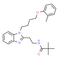 ChemSpider 2D Image | 2,2-Dimethyl-N-(2-{1-[4-(2-methylphenoxy)butyl]-1H-benzimidazol-2-yl}ethyl)propanamide | C25H33N3O2