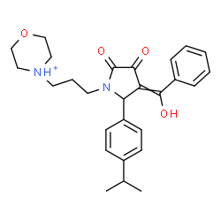 ChemSpider 2D Image | 4-(3-{3-[Hydroxy(phenyl)methylene]-2-(4-isopropylphenyl)-4,5-dioxo-1-pyrrolidinyl}propyl)morpholin-4-ium | C27H33N2O4