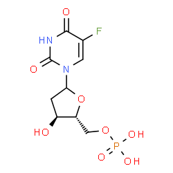 ChemSpider 2D Image | 1-(2-Deoxy-5-O-phosphono-D-erythro-pentofuranosyl)-5-fluoro-2,4(1H,3H)-pyrimidinedione | C9H12FN2O8P