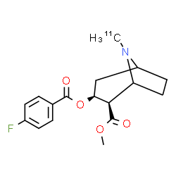 ChemSpider 2D Image | Methyl (2R,3S)-3-[(4-fluorobenzoyl)oxy]-8-(~11~C)methyl-8-azabicyclo[3.2.1]octane-2-carboxylate | C1611CH20FNO4