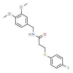 ChemSpider 2D Image | N-(3,4-Dimethoxybenzyl)-3-[(4-fluorophenyl)sulfanyl]propanamide | C18H20FNO3S