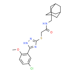 ChemSpider 2D Image | N-(Adamantan-1-ylmethyl)-2-{[5-(5-chloro-2-methoxyphenyl)-1H-1,2,4-triazol-3-yl]sulfanyl}acetamide | C22H27ClN4O2S