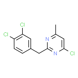 ChemSpider 2D Image | 4-Chloro-2-(3,4-dichlorobenzyl)-6-methylpyrimidine | C12H9Cl3N2