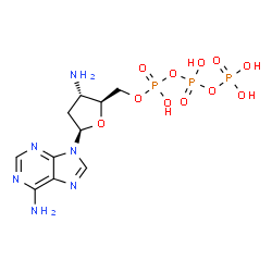 ChemSpider 2D Image | 3'-Amino-2',3'-dideoxyadenosine 5'-(tetrahydrogen triphosphate) | C10H17N6O11P3