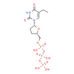 ChemSpider 2D Image | Triphosphoric acid, mono[[(2S,5R)-5-(5-ethyl-3,4-dihydro-2,4-dioxo-1(2H)-pyrimidinyl)tetrahydro-2-furanyl]methyl] ester | C11H19N2O13P3